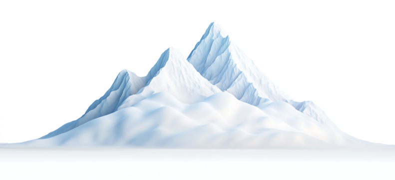 Stylized 3D render of a snow capped mountain peak.