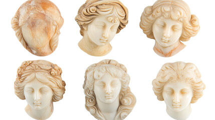 Marble Women's Heads on Clear Background Generative AI