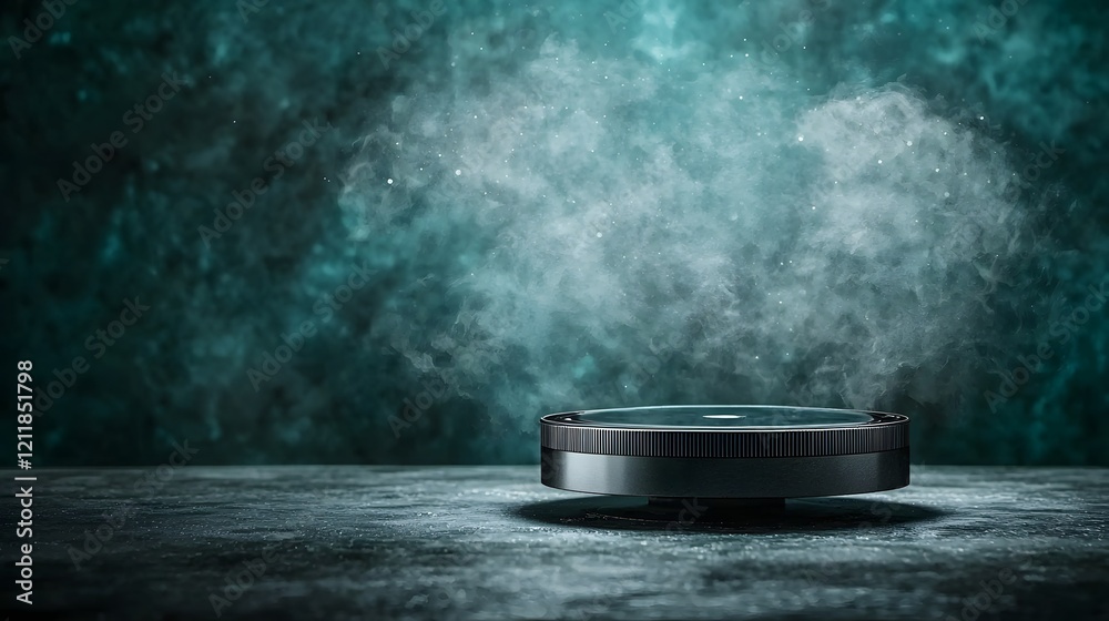 Poster Quantum computing simulation of superconductors levitating over magnetic fields creating a futuristic and conceptual scene with copy space at the bottom