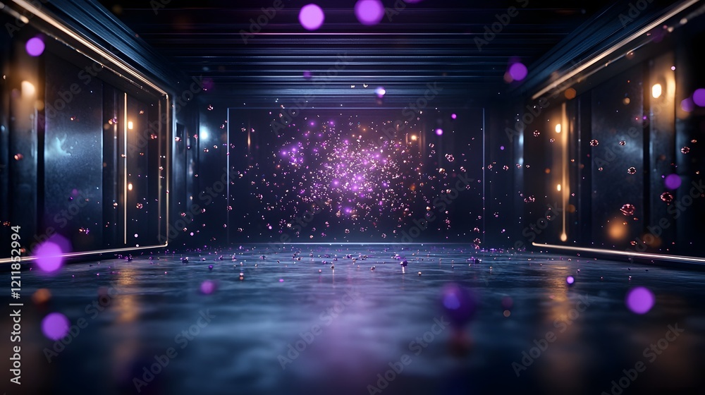 Poster quantum computing simulation visualizing the confinement of quarks within protons and neutrons leavi