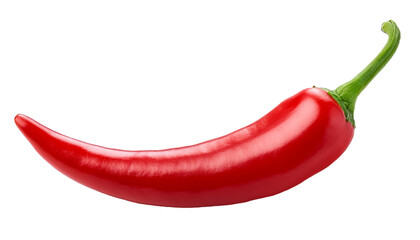 A vibrant red chili pepper isolated on a white background, perfect for culinary and ingredient presentations. Ideal for food-related projects.