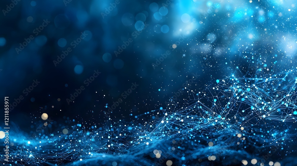 Poster abstract visualization of quantum computing simulating the energy transitions and dynamics of quarks