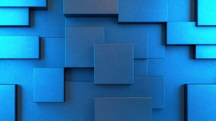 Obraz premium Abstract Blue Cubes Geometrically Arranged Soft Light. AI Generated