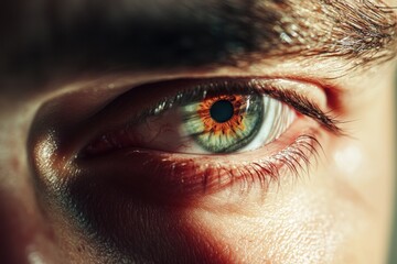 Naklejka premium Patient displays severe eye allergy symptoms with noticeable redness and irritation in a close-up view of the eye