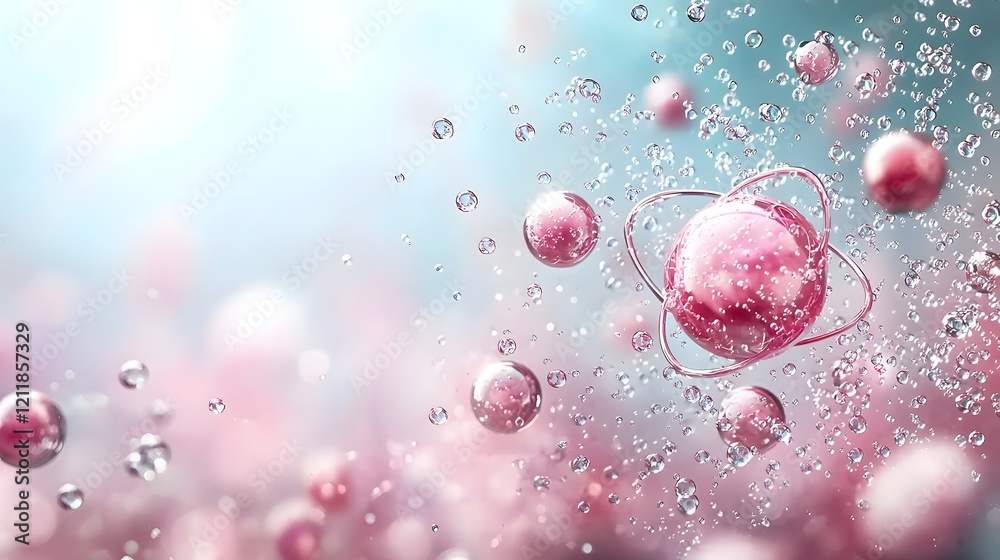 Poster quantum computing visualization of hydrogen atom energy levels showing electron orbitals and leaving