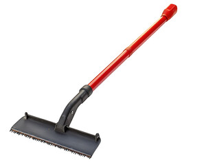 Garden edger tool with long red handle and metal blade for landscaping