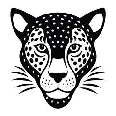 Cheetah Head Silhouette Vector Art Illustration and Cheetah Head Black Color Design