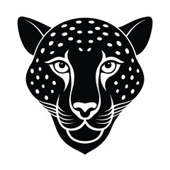 Cheetah Head Silhouette Vector Art Illustration and Cheetah Head Black Color Design