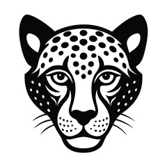 Cheetah Head Silhouette Vector Art Illustration and Cheetah Head Black Color Design