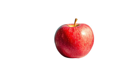 A vibrant red apple elegantly showcasing its glossy skin against a plain white background