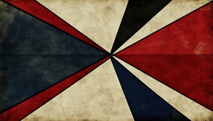 Abstract Vintage Geometric Pattern Design in Red White and Blue