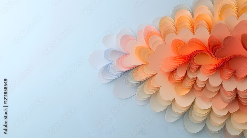 Poster paper floral hearts with soft glowing highlights arranged in a vibrant dynamic composition on a modern minimalist Valentine s Day background