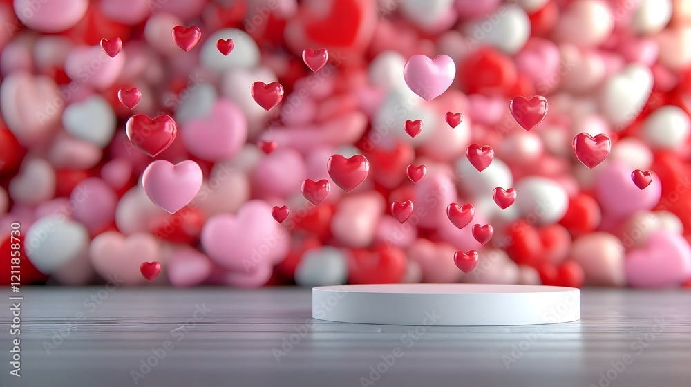 Aufkleber visually striking floating heart shaped backdrop in vibrant shades of pink and red ideal for romanti