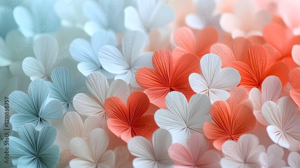 Aufkleber elegant and modern floral patterned paper hearts layered on a soft pastel and warm gradient backgrou