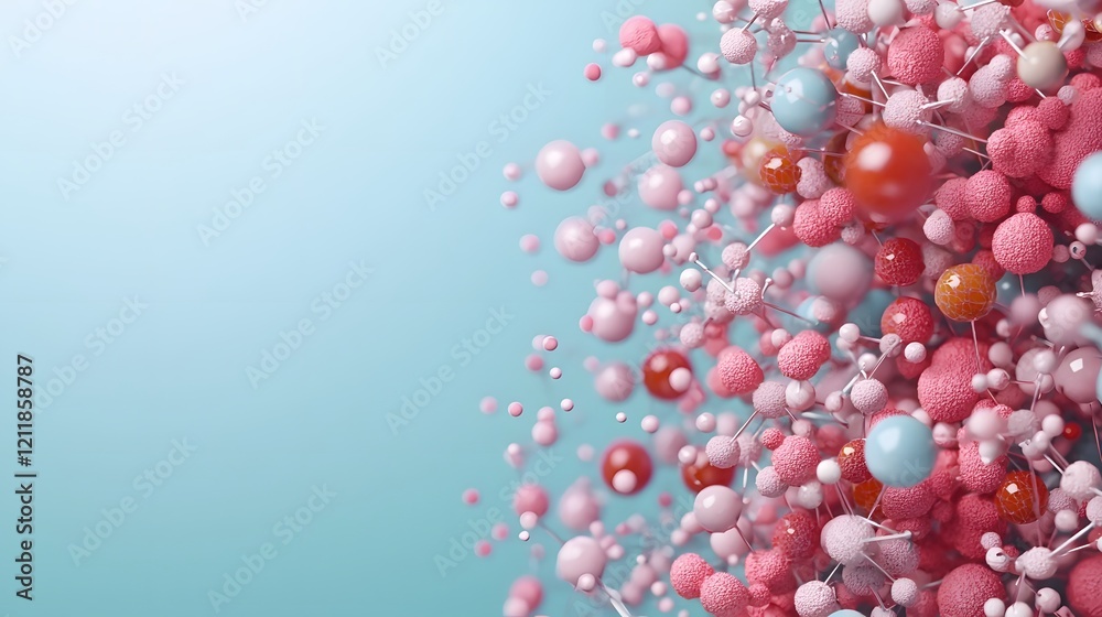 Poster quantum model depicting the tunneling effect in hydrogen bond interactions leaving ample copy space 