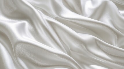 Obraz premium White silky fabric with soft pleats and shimmering effect, creating an elegant texture. fashion, textile design, or luxury branding. Elegance. Grace. Softness. The beauty of refined fabric.