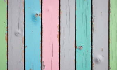 Painted wooden planks with flaking paint