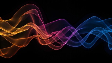 Fototapeta premium Abstract wave lines pattern dynamic colorful light flowing isolated on black background, modern motion energy swirl vibrant glowing neon curve futuristic stream design texture elegance