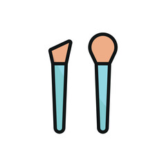 Makeup brush beauty icon in a flat and modern design, making cosmetic branding visually appealing