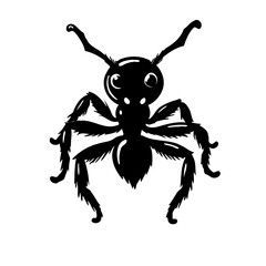 Silhouette of a cartoonish ant