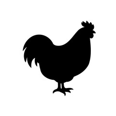 Black silhouette of a rooster hen