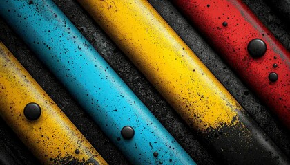 Abstract Colorful Diagonal Stripes With Black Dots