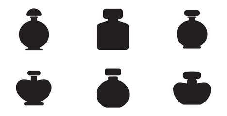 Bottle of perfume. Set of silhouette of perfume bottles. Fragrance bottle icon. Vector illustration