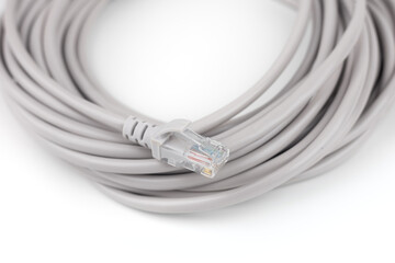 RJ45 Ethernet Network Internet Cable isolated on a white background