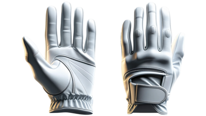 Mockup of a white sporty golf gloves, front and back view on isolated background