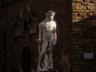 Obraz premium Italia, Firenze, fontana del Nettuno in piazza della Signoria.