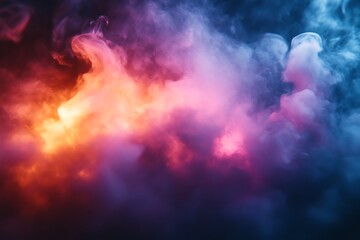 Abstract colorful smoke clouds on black background. (1)