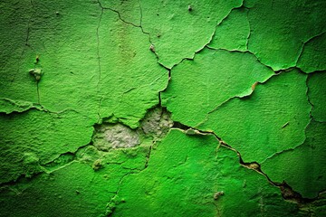 Obraz premium Cracked Green Concrete Wall Grunge Background
