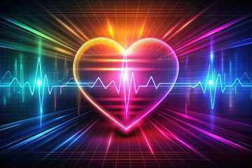 EKG Heart Line Art - Abstract Digital Heartbeat