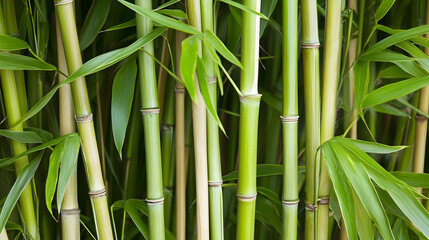 Fototapeta premium Lush green bamboo forest background for nature, serenity, and zen designs
