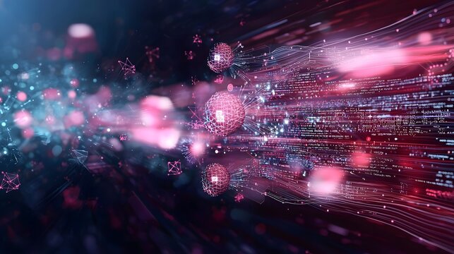 Futuristic visualization showcasing quantum computing algorithms decrypting encrypted data flows and messages highlighting the advanced processing and analysis of information technology