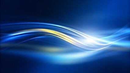 Dark abstract background with glowing wave. Shiny moving lines design element. Modern purple blue gradient flowing wave lines. Blue yellow color, futuristic backdrop digital stream light flow