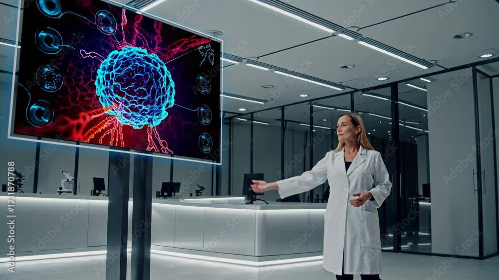Leinwandbilder scientist presents breakthrough findings in a modern laboratory setting with advanced technology