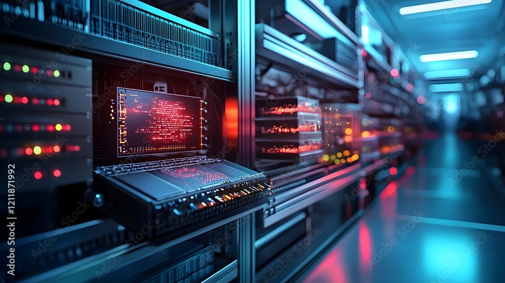 Poster innovative quantum computing technology visualizing the real time prevention of ransomware attacks a