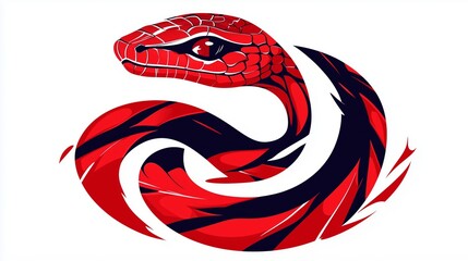 Dynamic Red and Black Stylized Snake Design for Creative Art