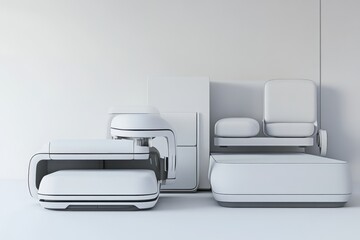 Modern minimalist furniture arrangement in a stylish interior space