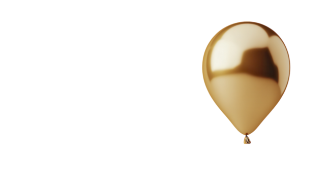 A gleaming golden balloon floats gracefully against a minimalistic white background