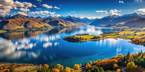 Lake Wanaka, Otago: Picturesque New Zealand scenery.
