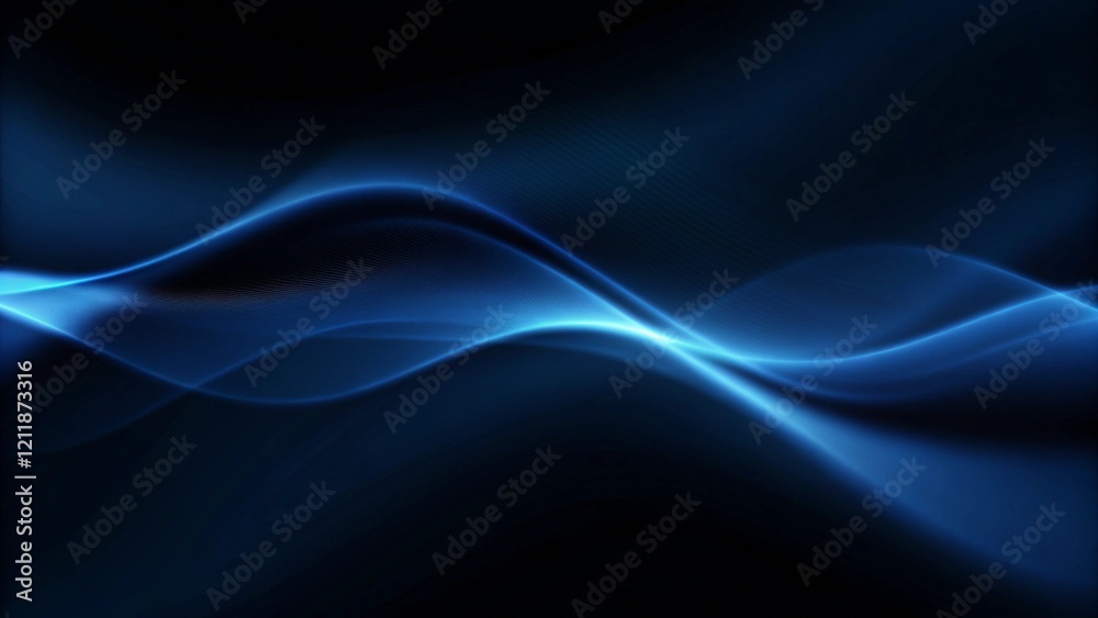 Aufkleber Flowing dot particles wave line pattern blue and purple gradient light isolated on a dark black background. Abstract motion technology background design with glowing dots and digital waves.