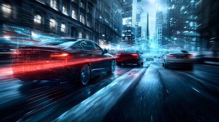 Fototapeta premium Futuristic depiction of quantum computing technology thwarting a cyberattack on a critical infrastructure system