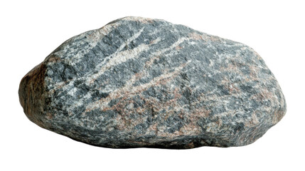 A smooth, colorful rock resting on a soft surface under natural light in a tranquil outdoor setting
