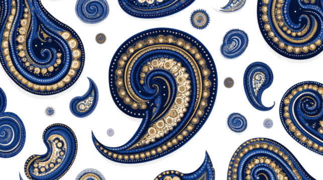 Paisley Pattern on Transparent Background Generative AI