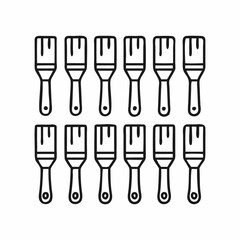 Fototapeta premium Set of twelve paintbrushes, ready for home improvement projects.