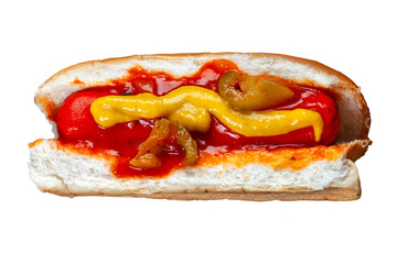 Hot dog with ketchup and mustard