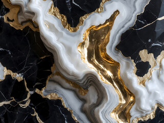 Obraz premium Elegant black and white marble with golden veins creates a luxurious design pattern