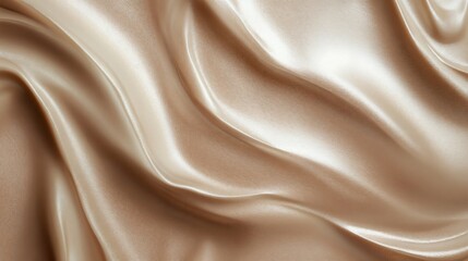 Obraz premium Light beige silk fabric surface with smooth folds and gloss. Tranquility. Softness. Light beige silk with smooth flow. elegant product design, fashion, and textile inspiration. Light Beige Silk Fab